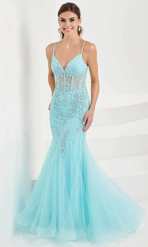 Special Promotion Tiffany Designs 16095 - Lace Appliqued Mermaid Evening Gown
