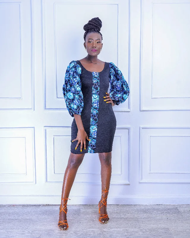 Online Exclusive Maza Women's African Print Mini-Dress (Blue)