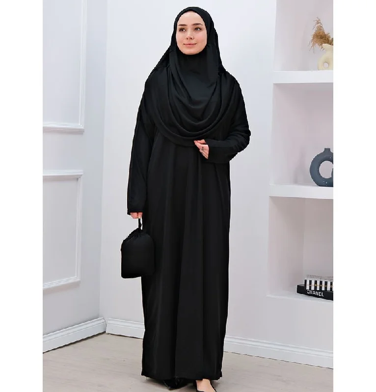 Best Bargains Modest Women's One Piece Prayer Dress N2302 - Black
