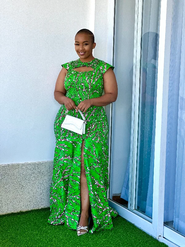 Special Discount Naka Women's African Print Maxi Dress - Green