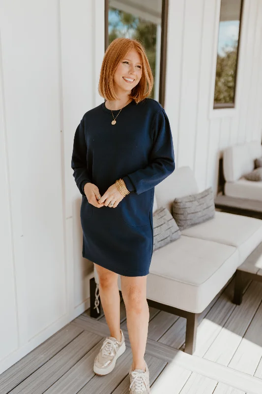 Blowout Deals SPANX AirEssentials Crew Neck Dress- Timeless Navy