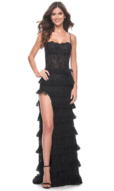 Today’s Deal La Femme 32113 - Straight Across Scalloped Lace Prom Gown