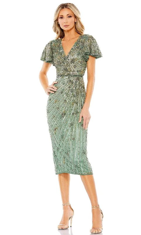 Special Price Mac Duggal 5582 - Flutter Sleeve Beaded Formal Dress