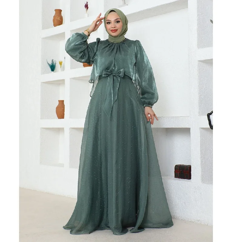 Now or Never Modest Muslim Women’s Luxury Shine Beaded Tulle Evening Dress - G739 Jade Green Now or Never Modest Muslim Women’s Luxury Shine Beaded Tulle Evening Dress - G739 Jade Green