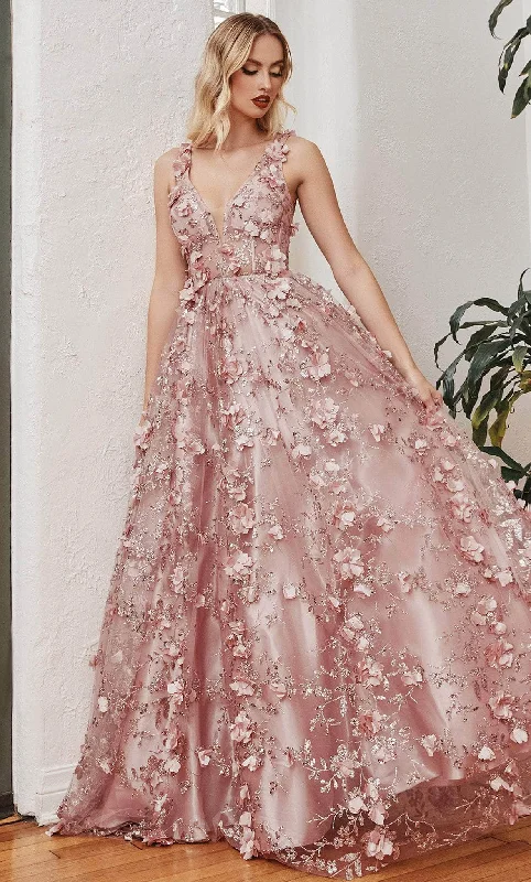 Deal Dash Ladivine J838 - Sleeveless 3D Floral Embellished Prom Dress