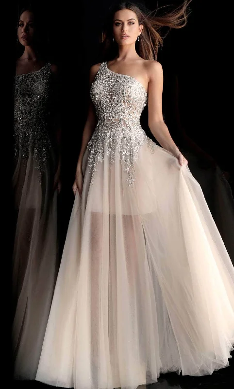 Epic Deals Jovani 64893 - Beaded One Shoulder Evening Gown