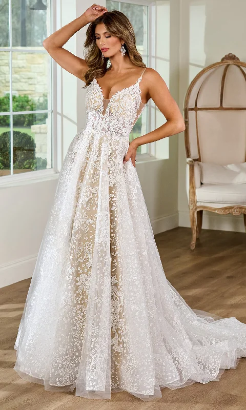 Markdown Madness Rachel Allan RB3204 - Plunging Neckline Embroidered Bridal Gown