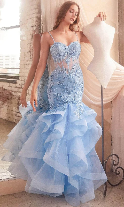 Limited Stock Ladivine CC8915 - Embroidered Sleeveless Mermaid Prom Gown