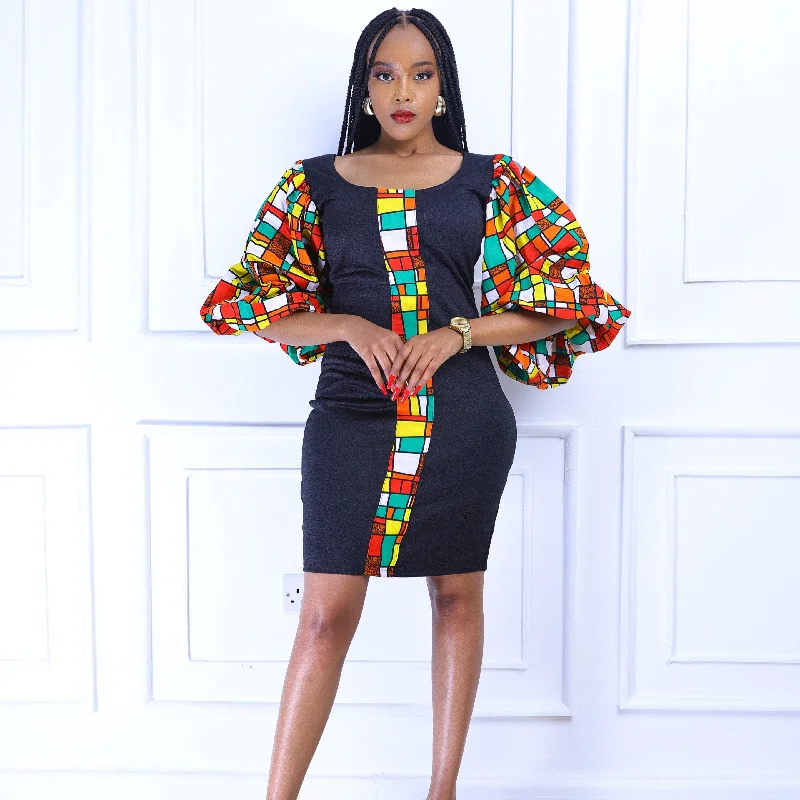 Deep Discounts Maza Women's African Print Mini-Dress (Checked)