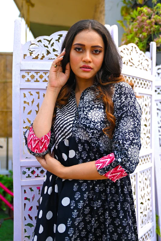 Major Savings Black Patchwork Dress