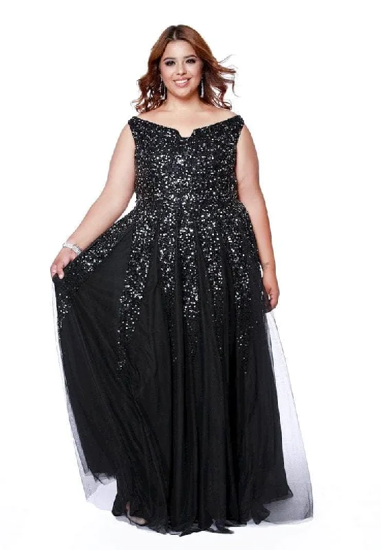 Grand Opening Sale Shail K 12202W - Off Shoulder Sequin Formal Dress