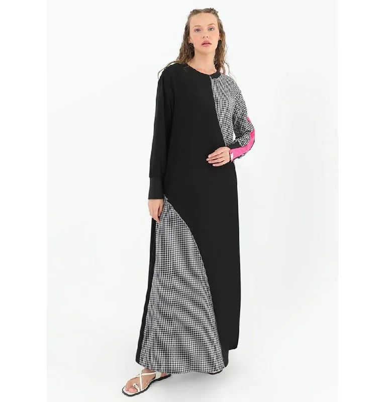 Weekend Flash Sale Modest Women's Abstract Dress 12542 - Black