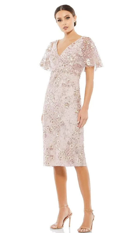 The Best Prices Mac Duggal Cocktail - 67909D Bell Sleeve Floral Midi Dress
