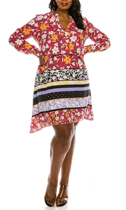 TIME-Limited Offer J Taylor - 1317M Floral Print Long Sleeve A-line Dress