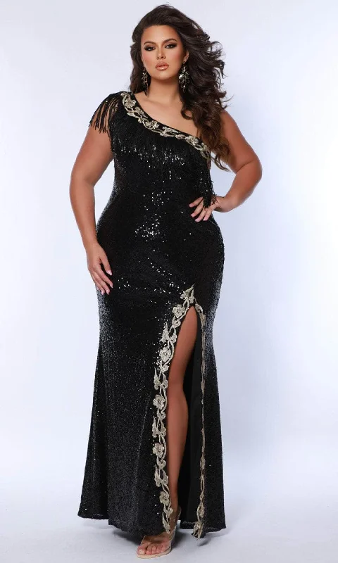 Lowest Price Sydney's Closet SC7391 - Lace Applique One-Shoulder Prom Gown