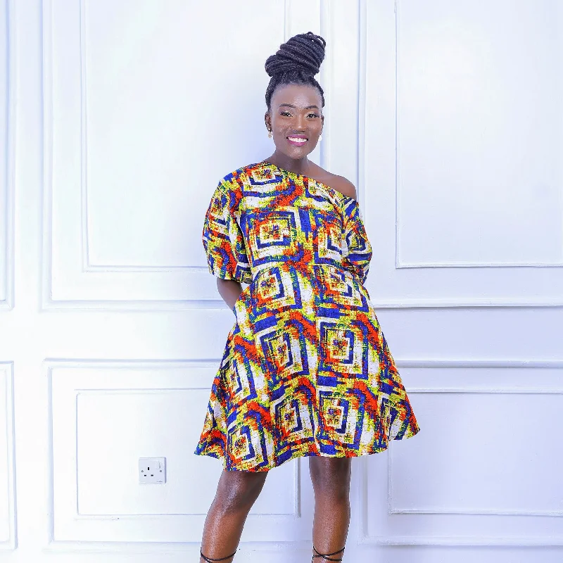 New Markdowns Onisha African Print Off Shoulder Mini Dress