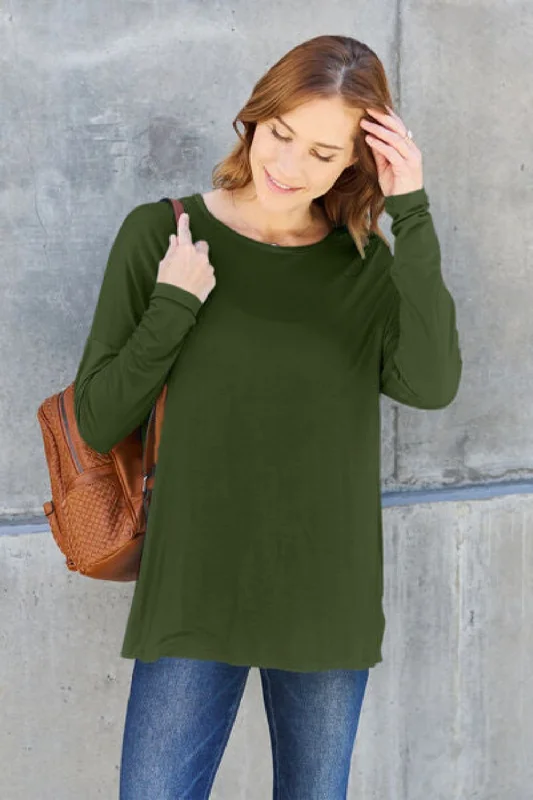Major Savings Basic Bae Full Size Round Neck Dropped Shoulder T-Shirt