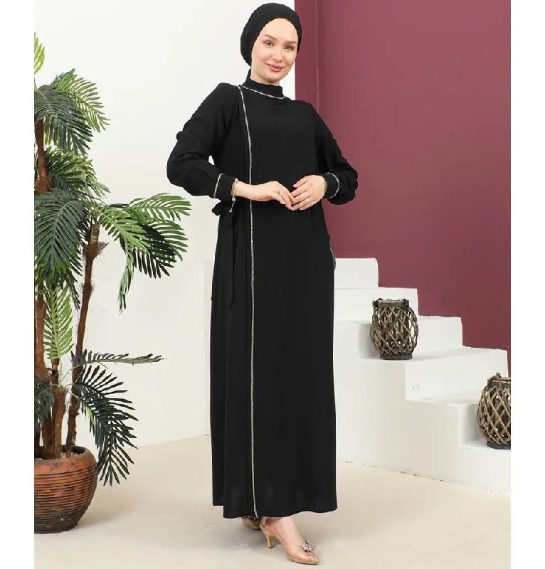 Weekend Deal Modest Women's Dress Elegant 9470 Black