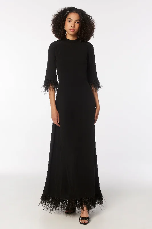 Hot Deal Long Ashley Dress w. Feather