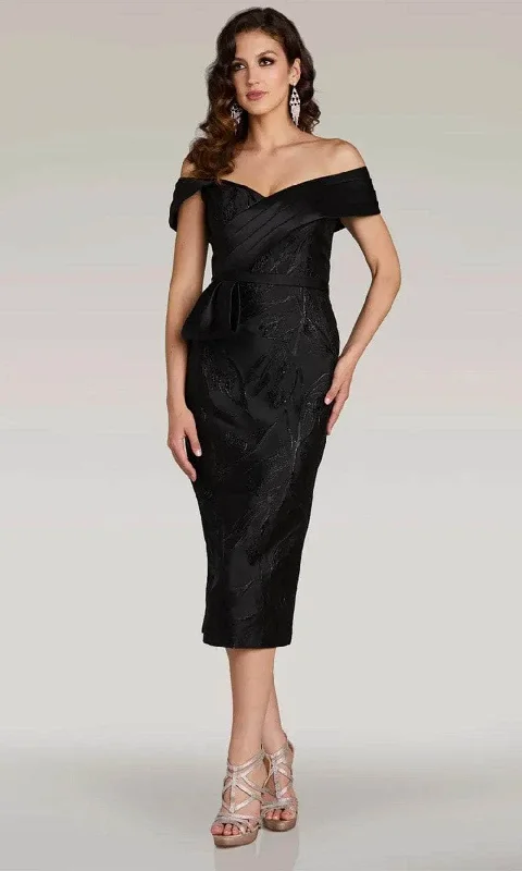 Take Advantage Gia Franco 12377 - Tea Length Off Shoulder Dress