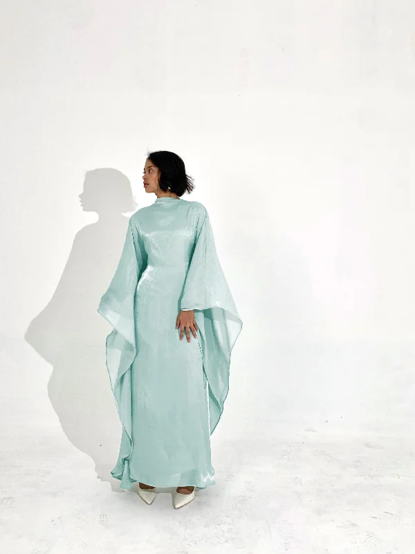 Extra Savings Sheen Kaftan Dress in Light Aquamarine