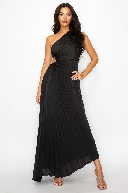 Daily Specials Athena Black One-Shoulder Maxi Dress