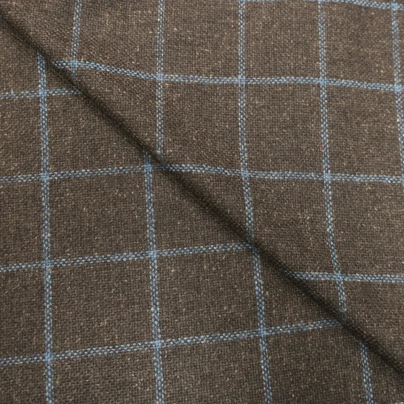 Online Specials 2.5 YDS Brown With Blue Windowpane 100% Cashmere Loro Piana Fabric Online Specials 2.5 YDS Brown With Blue Windowpane 100% Cashmere Loro Piana Fabric