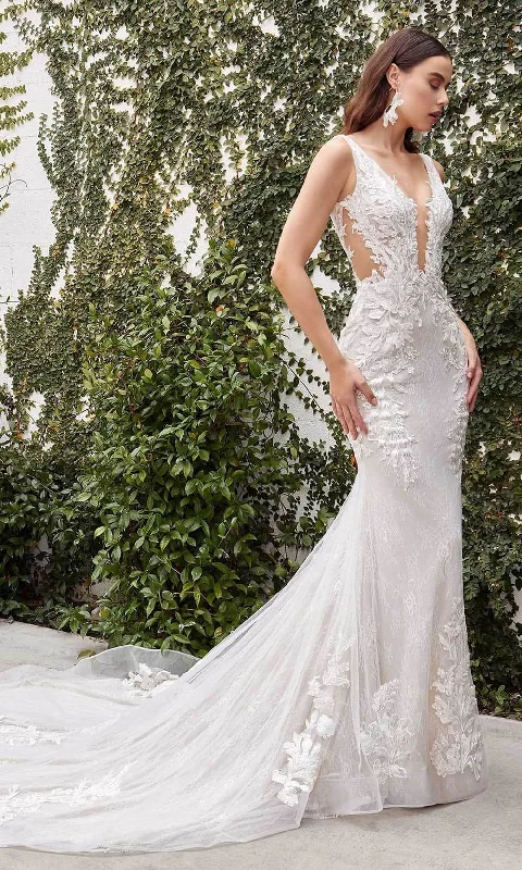 Great Bargains Andrea and Leo A1072W - V-Neck Embroidered Mermaid Bridal Gown