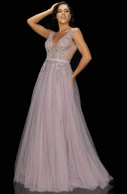 Lowest Prices Terani Couture - 2011P1109 Iridescent Appliqued Long Tulle Gown