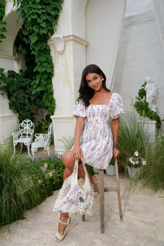 Doorbuster Deal Wisteria Garden Mini Puff Dress