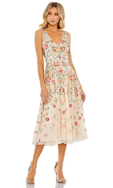 Low Prices Mac Duggal 5527 - V-Neck Floral Sequin Cocktail Dress