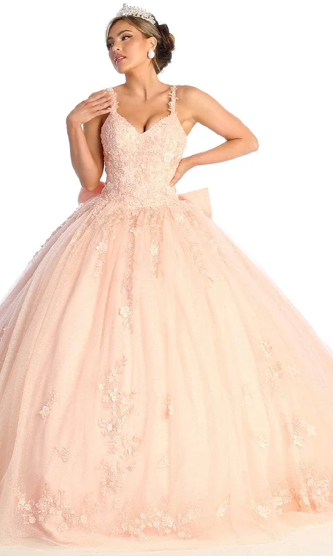 Big Discounts May Queen LK174 - V-Neck Embroidered Prom Ballgown