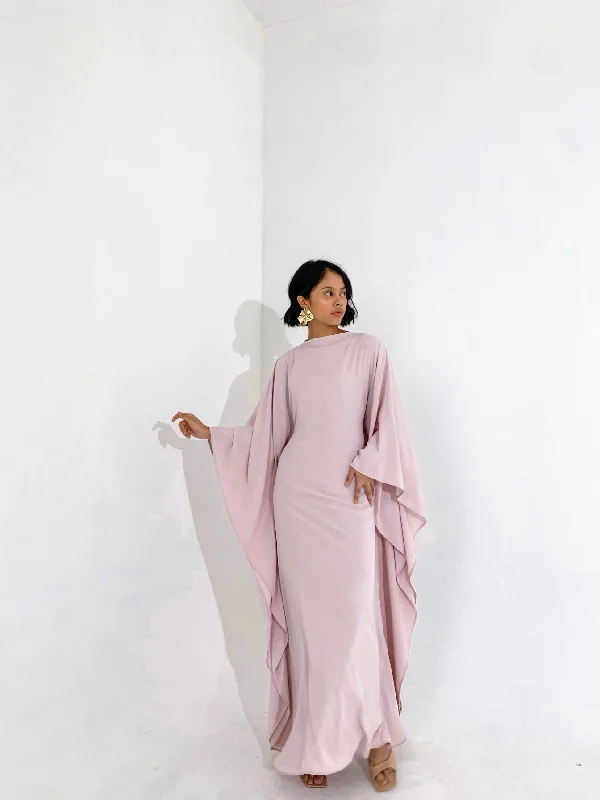 Final Clearance Dusty Pink Plissé Kaftan Dress