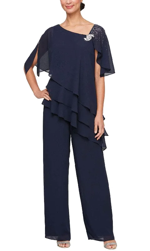 Epic Deals Alex Evenings 8192012 - Asymmetric Neck Tiered Pantsuit