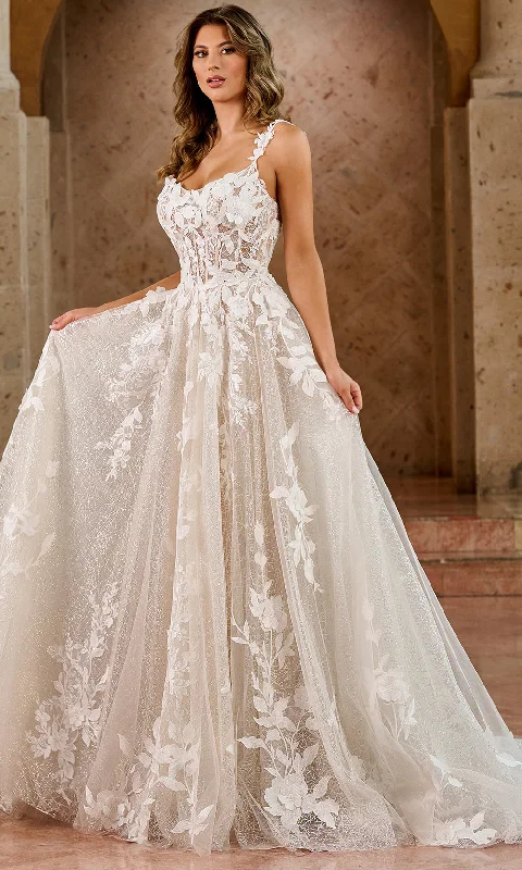 Exclusive Access Rachel Allan RB5068 - Floral Appliqued Scoop Bridal Gown