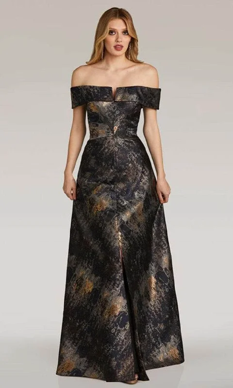 Mega Deal Feriani Couture 18258 - Printed Straight Across Evening Gown