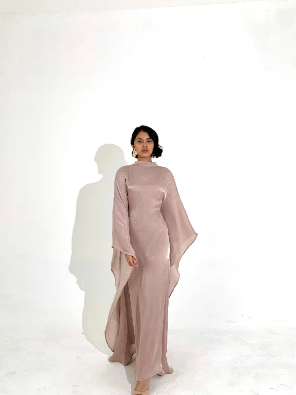 Instant Discount Sheen Kaftan Dress in Rose Gold