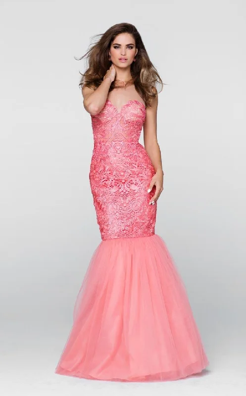 Overstock Sale Tarik Ediz - Lace Illusion Neck Dress 50061