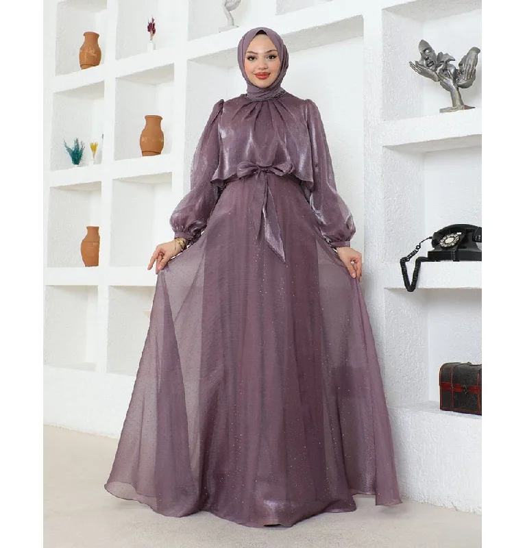 Midnight Madness Modest Muslim Women’s Luxury Shine Beaded Tulle Evening Dress - G739 Lilac Midnight Madness Modest Muslim Women’s Luxury Shine Beaded Tulle Evening Dress - G739 Lilac
