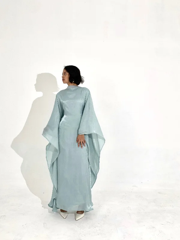 Act Fast Sheen Kaftan Dress in Aquamarine