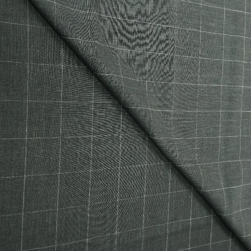 Deal Dash 4.40 YDS Grey and White Glen Check Time Off Wool Linen and Silk Loro Piana Fabric