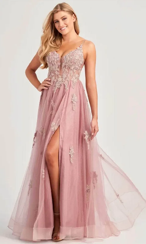 Super Sale Colette By Daphne CL5143 - Lace Applique Illusion Prom Dress