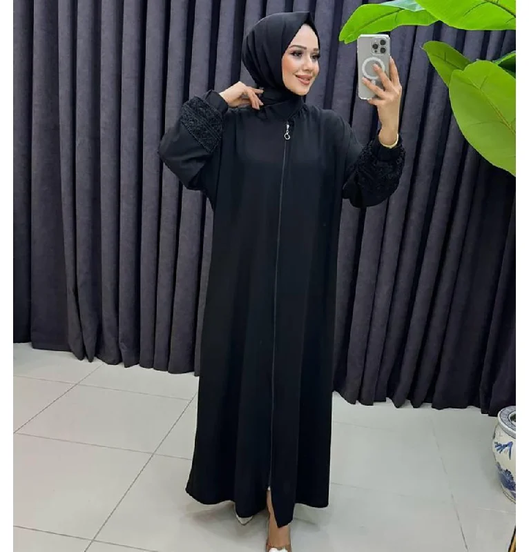 Incredible Offers Islamic Women's Prayer Dress With Attached Hijab - Black