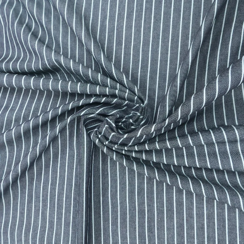 Extra Discounts Dark Blue Stripes 100% Fine Italian Cotton Denim Fabric