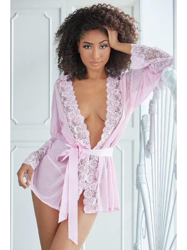 Quick Sale Nina Robe & G-string, Wear over your most intimate fantasy in Soft Pink