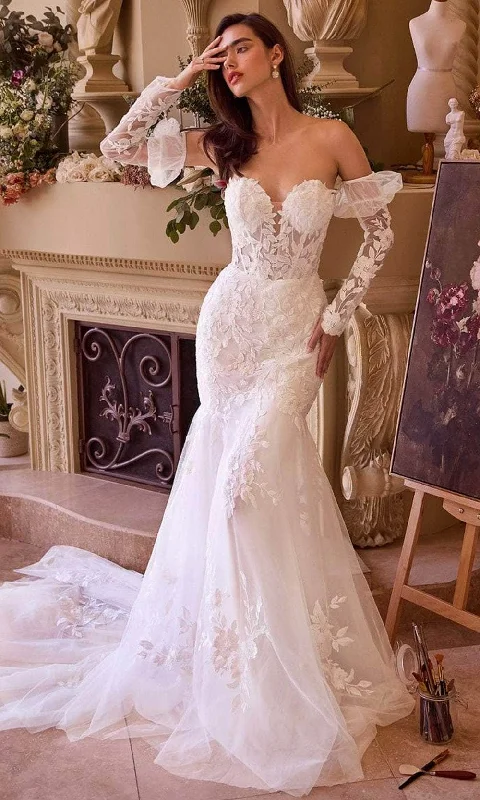 Huge Savings Andrea and Leo WL033 - Gauntlet Sleeve Mermaid Bridal Gown