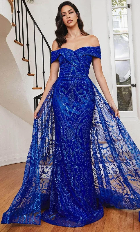 Price Rollback Ladivine J836 - Off Shoulder Glitter Prom Gown