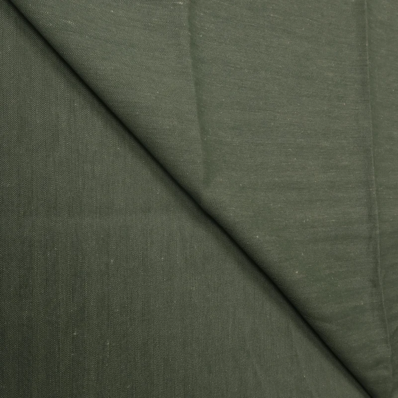 Deal Frenzy 4 YDS Pewter Green Crosshatch Wool and Linen Loro Piana Fabric