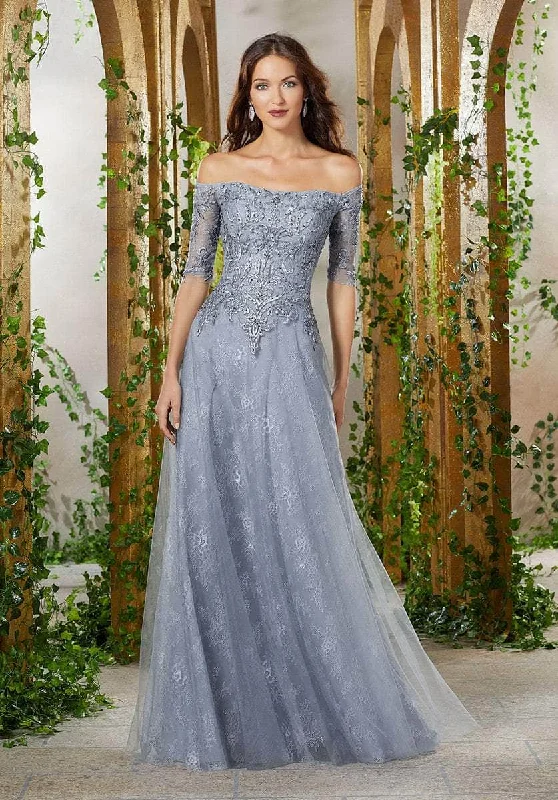 Price Buster MGNY by Mori Lee 71901SC - Beaded Off-Shoulder Prom Gown