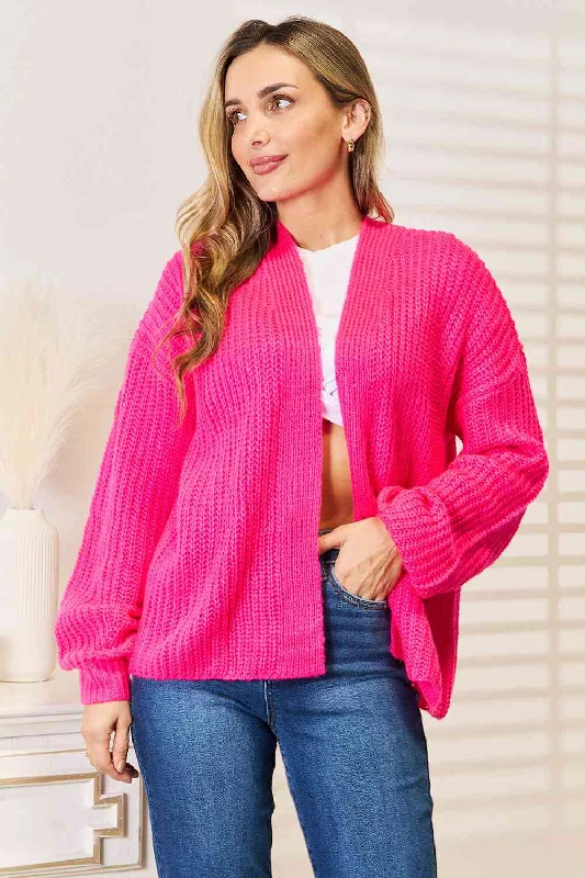 Special Savings Woven Right Rib-Knit Open Front Drop Shoulder Cardigan